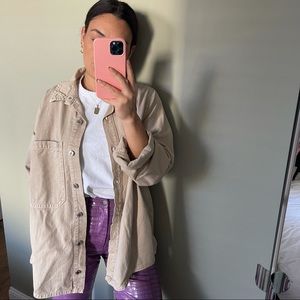 Sand Zara oversized denim shirt